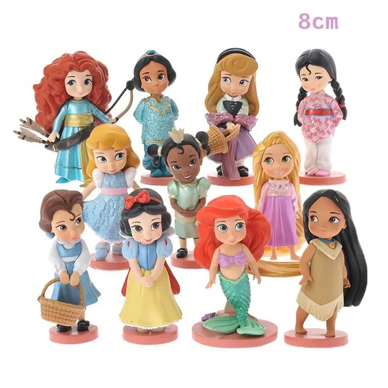 Disney Princess Set Pvc Snow White Ariel Cinderella Tangled Action Action Figures Cute Mini Toy Model Doll Decoration Gift