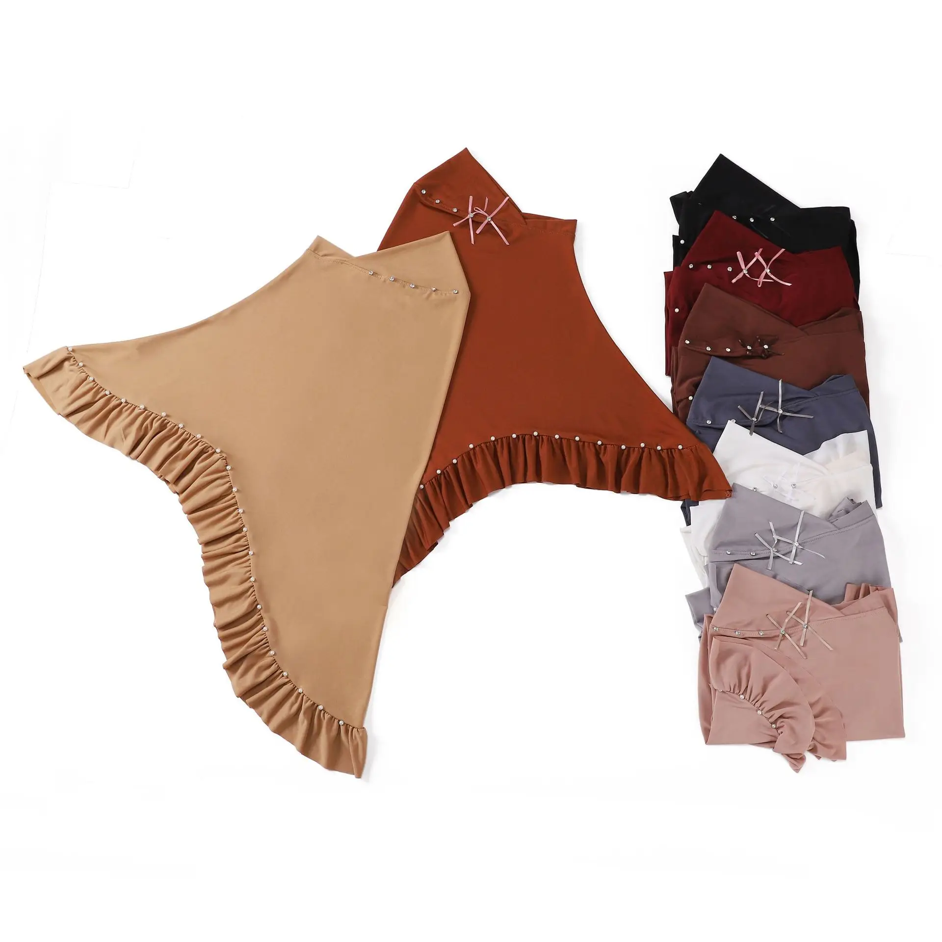 

Diamonds Bowknot Hijab Muslim Women One Piece Amira Islam Prayer Hijabs Turban Head Wrap Shawl Niqab Pull On Headscarf Khimar