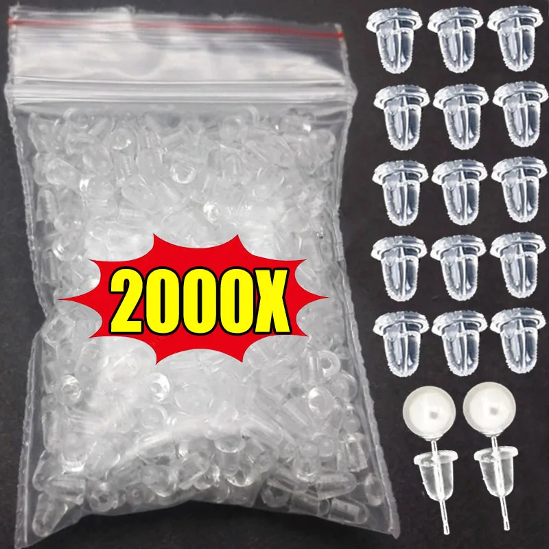 DIY Transparent Soft Silicone Head Ear Studs Plugs Earring Findings Anti Falling Stoppers Earstud Ear Stopper Accessories