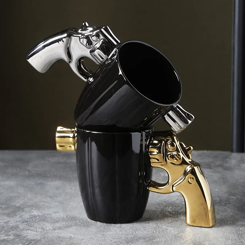 350ml Premium Ceramic Coffee Mug Revolver Handle Breakfast Milk Water Cup Creative Coffee Cup Birthday Drinkware Gifts