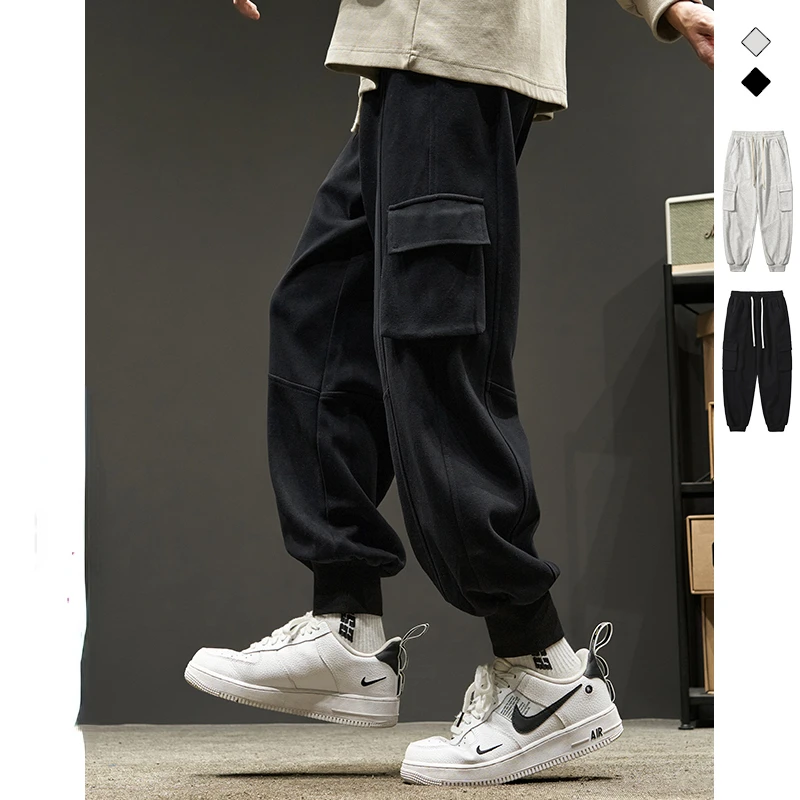 

2022 Autumn Winter Men's Cotton Casual Cargo Warm Joggers Sweatpants Men Fashion Elastic High Quality Cargo Pants Men R53