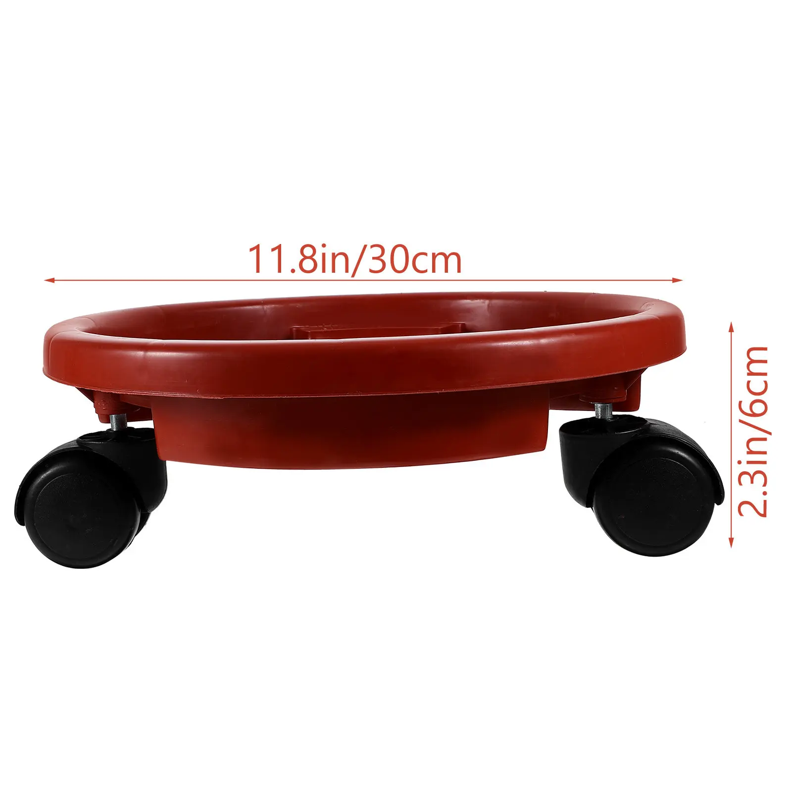 Red Round Resin Plant Stand Saucer 30Cm Diameter Heavy Duty 35Kg Capacity 360 Degree Rotating Casters Plant Pots Tray Indoor