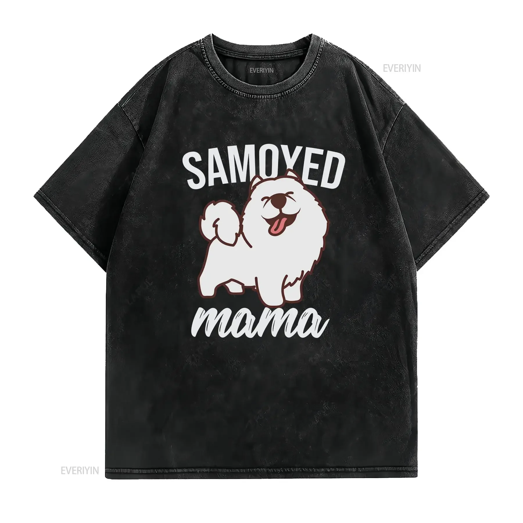 Samoyed T Shirt Dog Mama Youth  vintage Washed Soft Breathable Versatile Unisex designer clothes homme Stretched