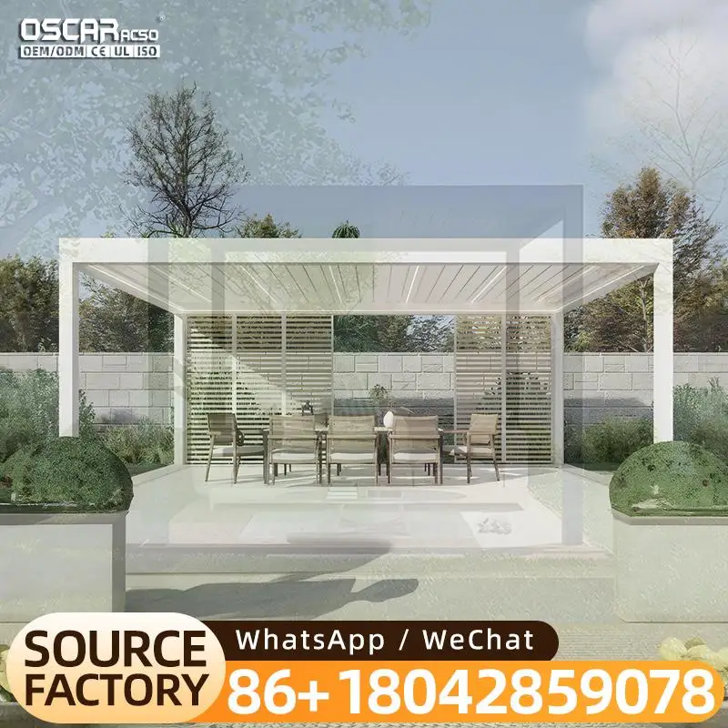 

Несколько сценариев, выдвижная алюминиевая беседка с ручным управлением, моторизованная электрическая садовая беседка-павильон, беседка