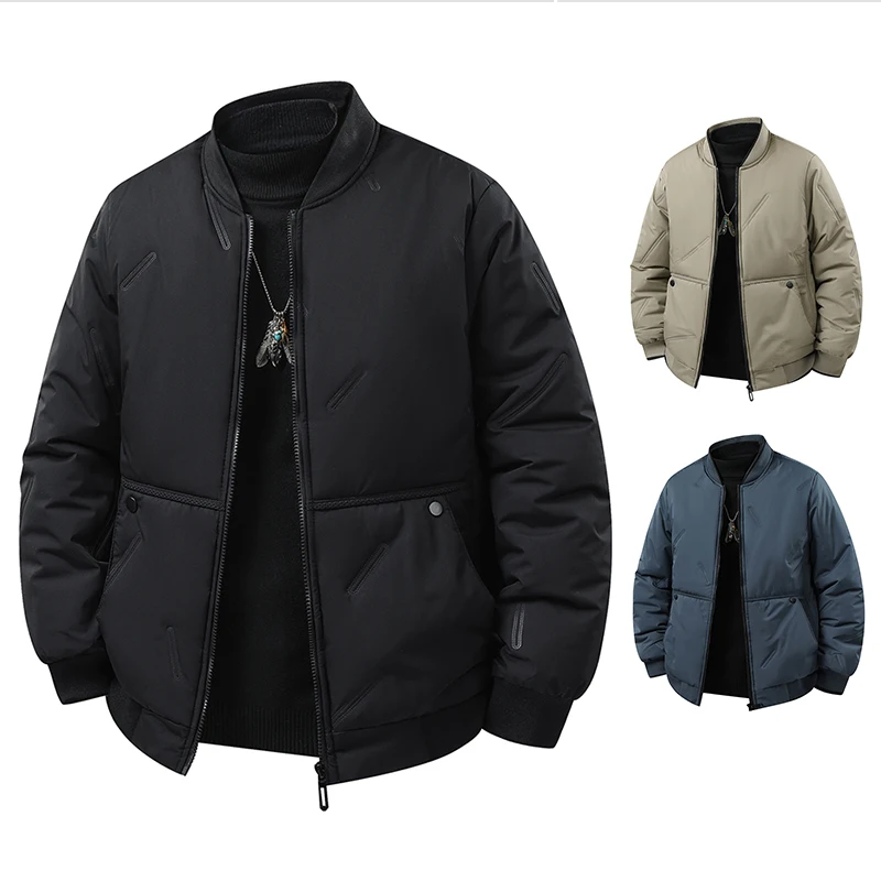 

Winter Outerwear Trendy Brand Men's Baseball Collar Casual Flight Jacket Clothes Collar Parkas Plus Size Flight Jacket Clothes