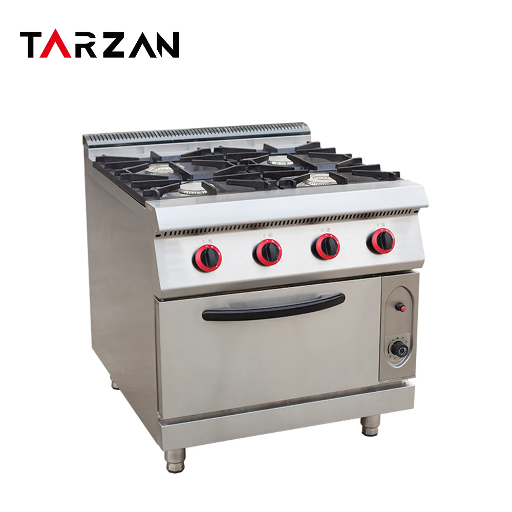Multi Purpose Kitchen Equipments 4 Burners Gas Stove Electric Oven Combination