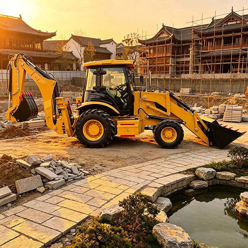 Backhoe Loader 4WD Hydraulic Loader With Digging Bucket CE EPA For Farm Use