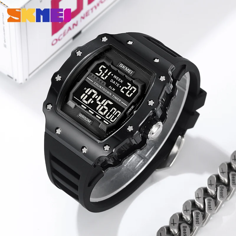 SKMEI Electronic Watch Waterproof Countdown Sports Wristwatch for Man Fashion Luxury Chronograph Original Clock reloj hombre