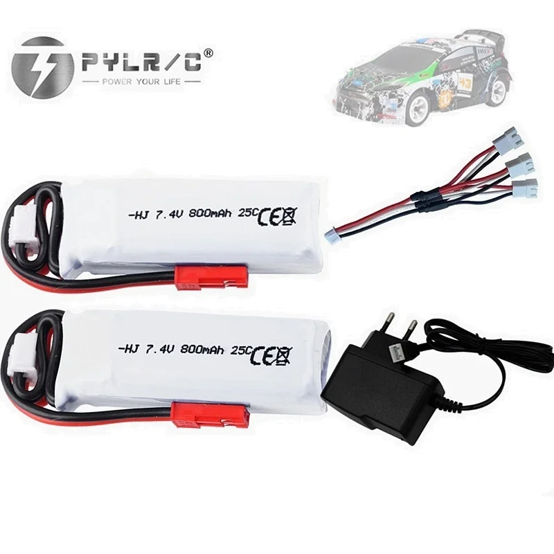 おもちゃの車のバッテリー,7.4v,800mah,25c,wltoys用,k989 rc,k979 k999 p929 p939,スペアパーツ,7.4v,jstコネクタ