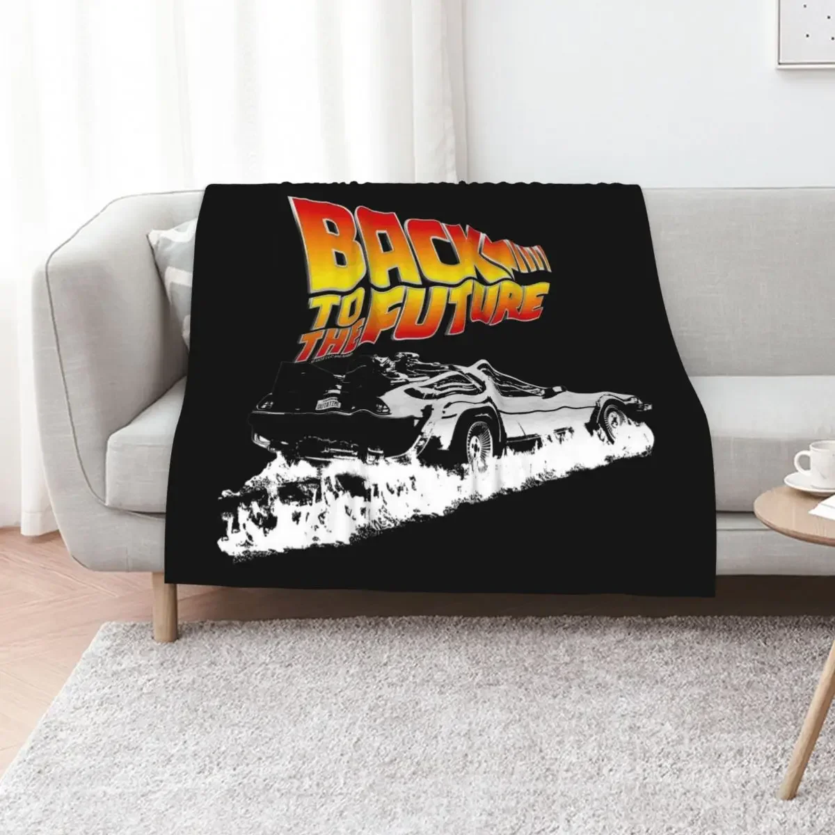 

Back to the Future - DeLorean Fire Tracks White Stencil Fan Art Throw Blanket For Baby anime Beach Blankets