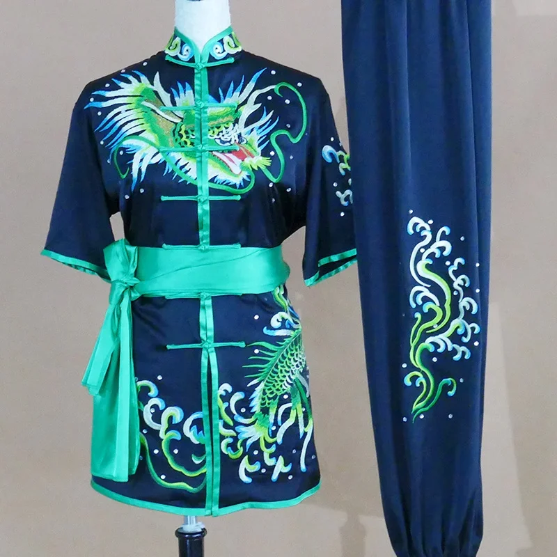 

Custom Tailored Kung Fu Long Fist and Tai Chi Martial Arts Uniform for Competition Embroidered Dragon Clothes