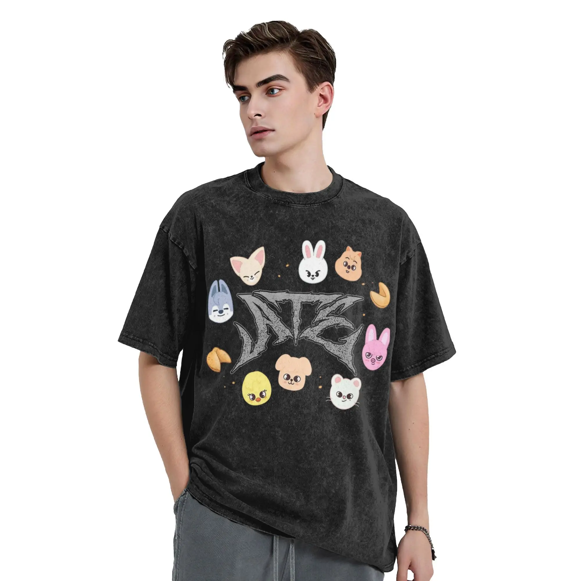 

SKZ dominATE World Tour 2025 Washed T Shirts Streetwear Hip Hop Vintage T-Shirt Tees Men Women Cotton Oversize Summer