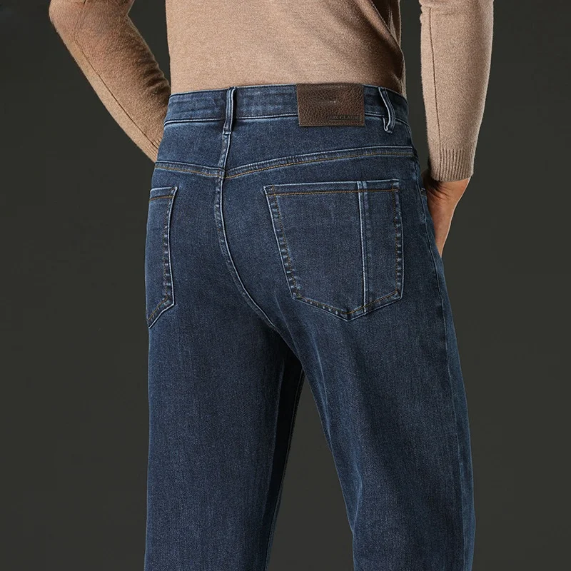 

2025 Denim Men Jeans Pants Straight Blue Black Mens Designer Jeans Trousers Spring Autumn Loose Stretch Big Size 40 42 44