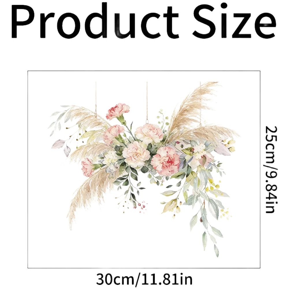 PVC pink floral wall sticker 30x25cm for For Bathroom toilet seat fridge cupboard multi-space decorative decal