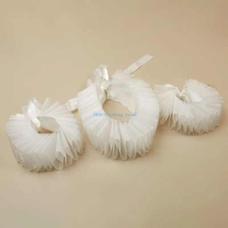 N0PE عصر النهضة الإليزابيثي تكدرت طوق الرقبة مهرج قلادة وشاح والأصفاد المعصم #4