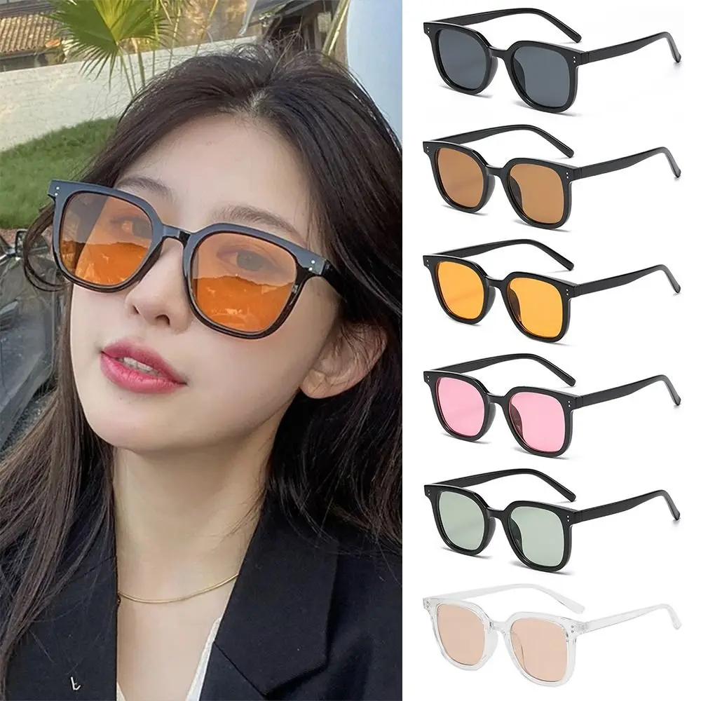 No Makeup Gradient Blush Sunglasses Retro Square UV400 Protection Anti-Glare Shades Decorative Eyewear for Women & Men