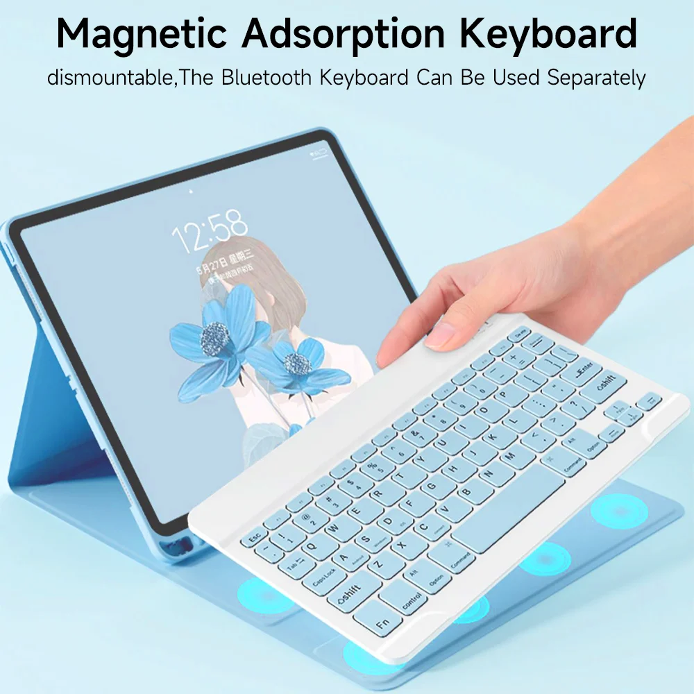 For iPad Case 2018-2022 Pro 11 Air 4/5th With Built-in Pencil Slot With Bluetooth Keyboard Mouse For iPad 9/10th Generation Case