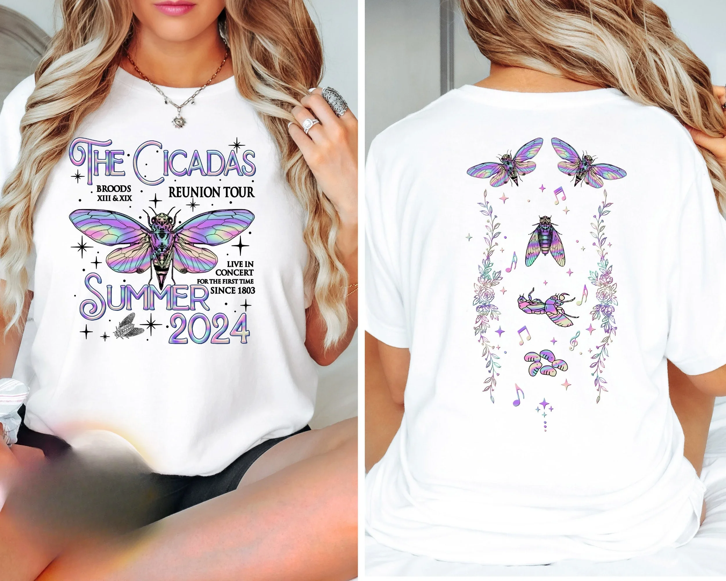 

The Cicadas Reunion Tour Summer 2024 Front and Back Shirt Cicada Shirt Brood XIII XIX Cicadas Concert T Shirt Aesthetic Y2k Top