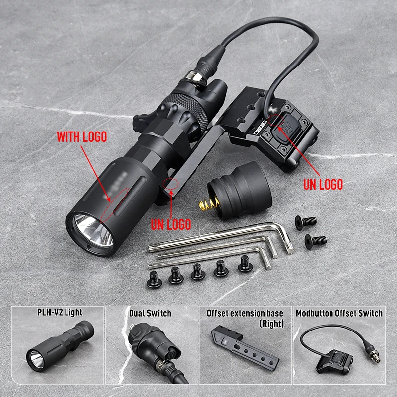 WADSN PLH V2 Taktische Modlit-Taschenlampe, hohe Leistung, 1300 Lumen, PLH-V2 Scout Light Modbuttn Switch Light Mount Base Airsoft WeaponGear 4