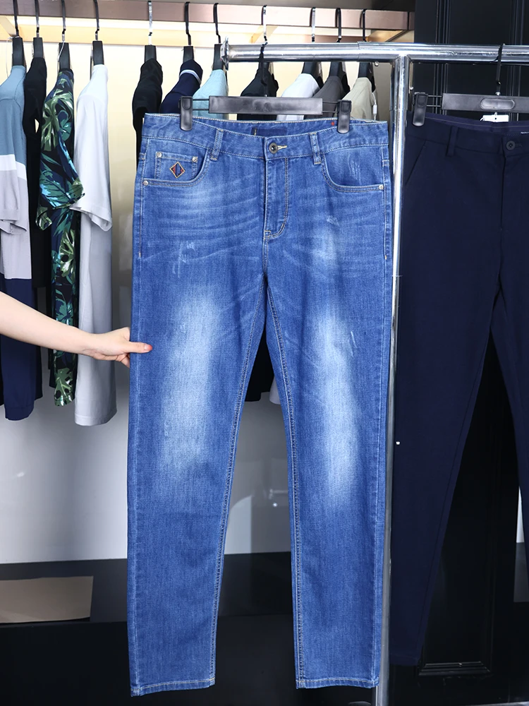 

Мужские джинсы Homesi прямого кроя из денима: повседневные, удобные, модные, весенне-осенние, простой дизайн, длинные брюки