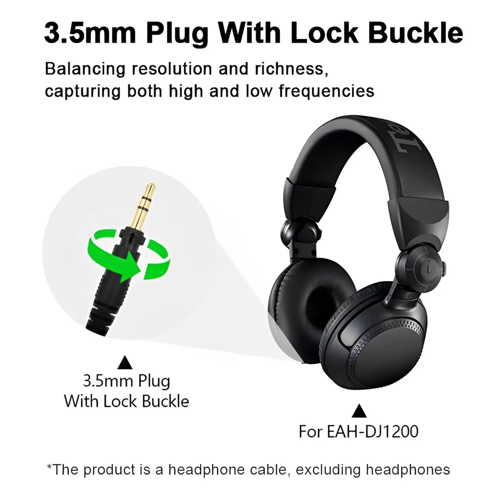 5N High-Purity OFC Cable Compatible with Technics EAH-DJ1200 Headphone & 6.35mm Gold-Plated Adapter plus 3.5mm Plug