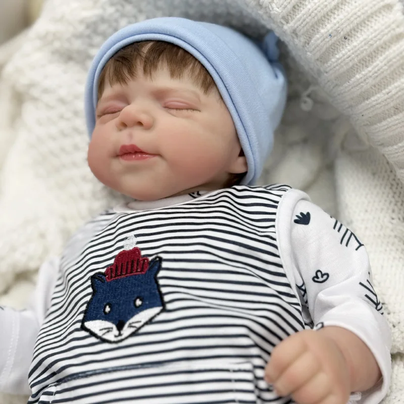 49cm boneca reborn pascale macio siliconen reborn dormindo menino toque macio realista 3d veias de pele bonecas de alta qualidade para crianças