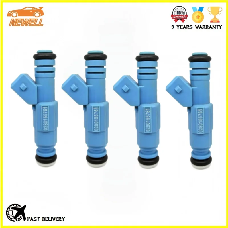 

4pcs 0280155761 06A906031B Fuel injector For Volkswagen Jetta 5V 2000 For Audi 80 EA827 1998-2004 Engine Nozzle