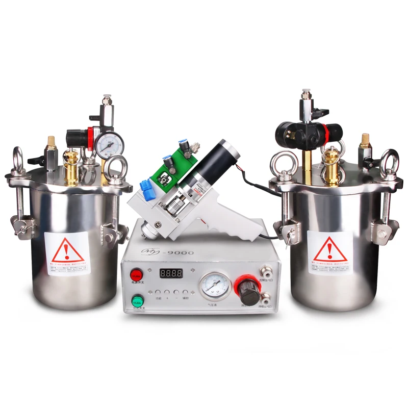 Dispenser set, electric mixing double liquid valve ab glue filling machine with stainless steel dispensing pressure barrel