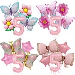 Butterfly Balloons 5th Birthday Decor for Girls Pink Butterfly Foil Balloons for Butterfly Themed Party Wedding Birthday Decors
