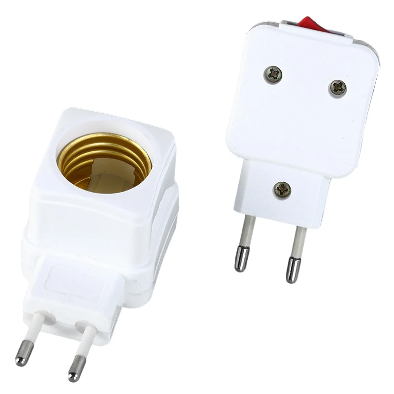 1 Pcs 220v E27 Żarówki lampy LED Gniazdo podstawowe Uchwyt Eu Plug Adapter Zintegrowany uchwyt lampy spiralnej Złącze bazowe z przełącznikiem