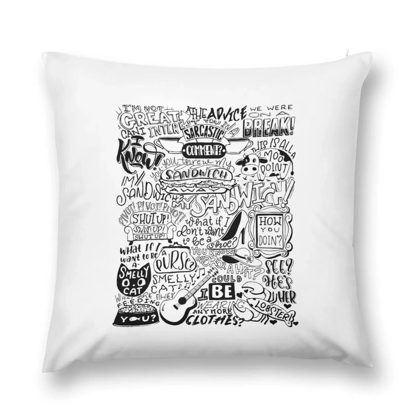 

Friends Quote Compilation Throw Pillow Pillows Aesthetic Sofa Cover pillow