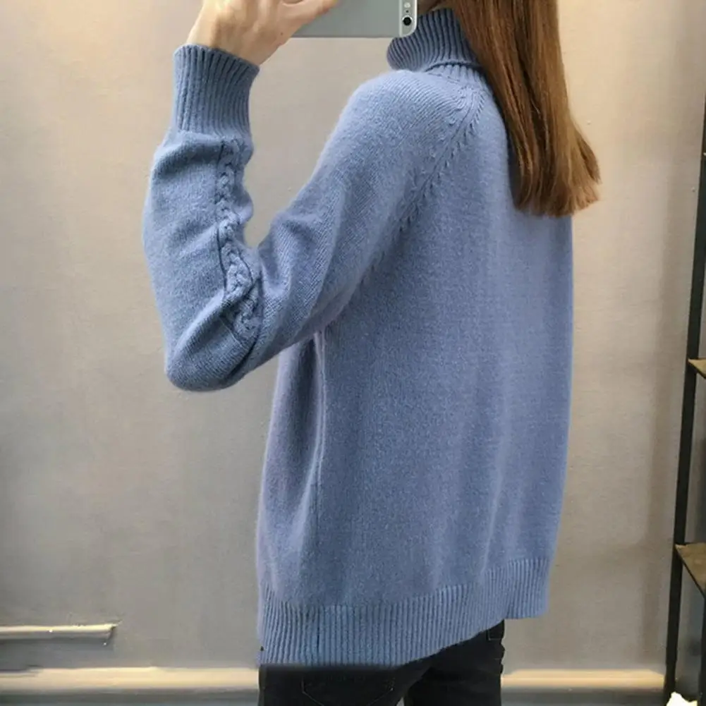 

Женский свитер, вязаный свитер, уютный Женский вязаный свитер с высоким воротником, плотный мягкий стильный Зимний пуловер для защиты шеи