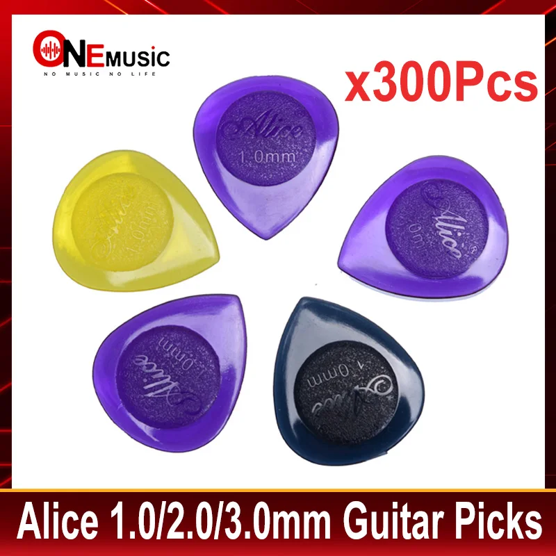 300Pcs/lot Alice AP-100JS Durable Clear Water-drop Transparent Guitar Picks Plectra 1.0/2.0/3.0MM