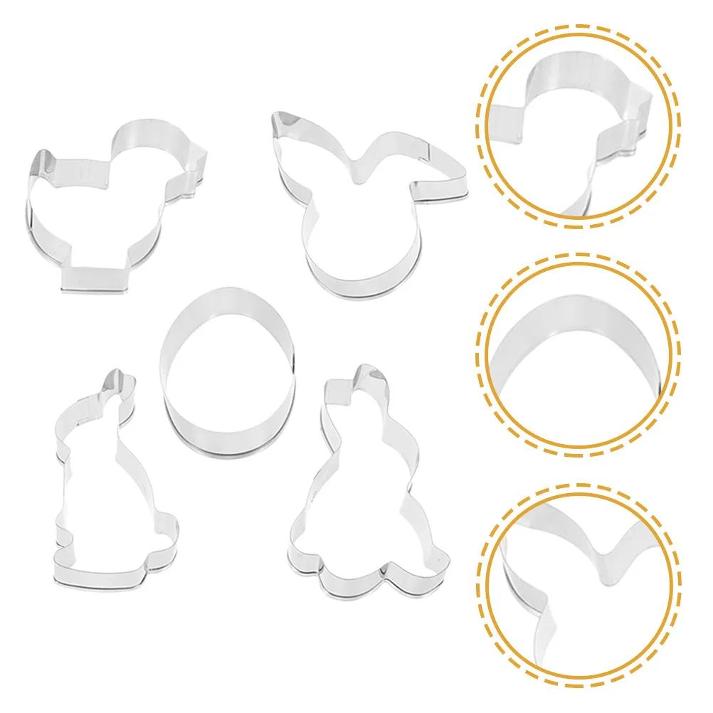 5Pcs Easter Cookie Molds Stainless Steel Biscuit Cutters Reusable Creative Cookie Cutter Molds for Baking Desserts