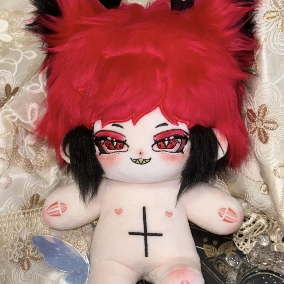 Wypchane 20cm Anime śliczne Helluva Boss Alastor pluszowe figurki lalek zabawki dla dzieci dorosły zmień garnitur Cosplay prezent