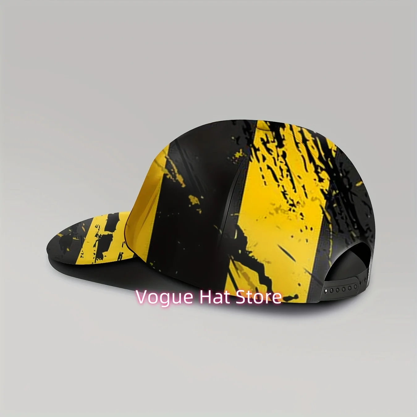 1pc Men's & Women's Industrial Warning Cap - Adjustable, Breathable All-Over Print Danger Stripe Design, Retro Workwear Style wi