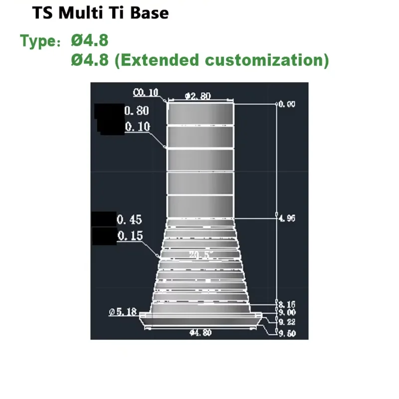 for Osstem Multi-Unit Titanium Base Abutment CAD/CAM Grade 5 Ti-Base High Precision Implant Restoration for Dental Clinics/Labs