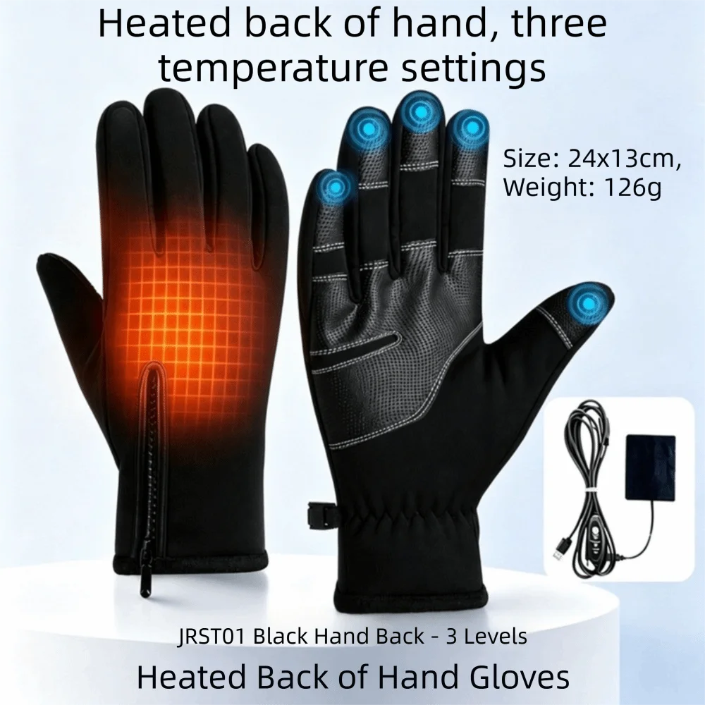1 Level 3 Level USB Electric Heated Gloves Adjustable Temperature Warm Winter Heated Gloves Soft Solid Color PU Gloves