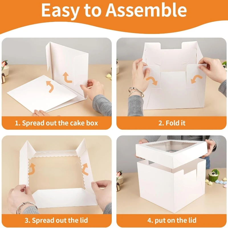 3/5 قطعة المتاح الأبيض كعكة عيد ميلاد صناديق الورق الراقية نافذة نمط قوي لا تشوه بسهولة موجة الدانتيل كعكة صندوق تخزين