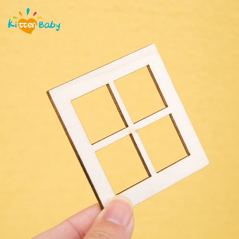 4pcs 1:12 Dollhouse Furniture Wood Window Mini 4 Pane Model for Any Room Items DIY Door and Window Accessories Furniture Toys