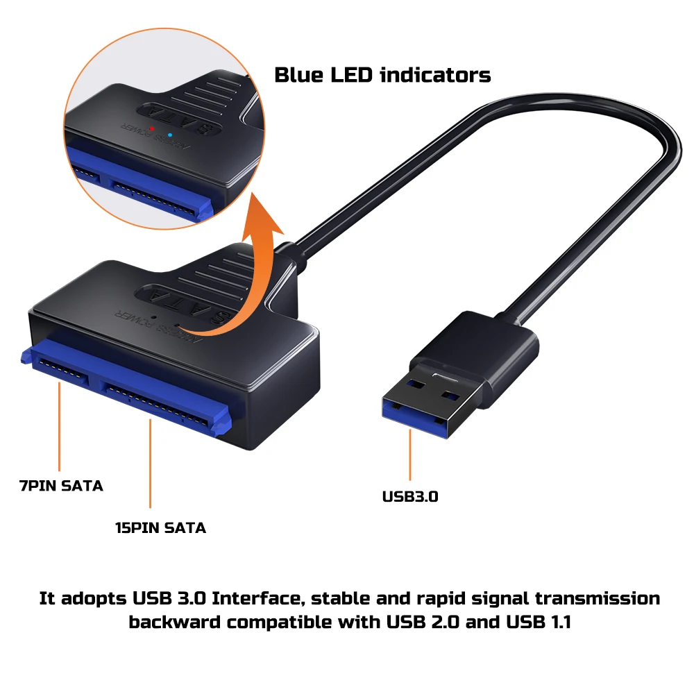 Adapter USB 3.0 na SATA/Type-C Kabel Sata 2,5/3,5-calowy dysk twardy SSD HDD SATA III z zasilaczem 12V/2A