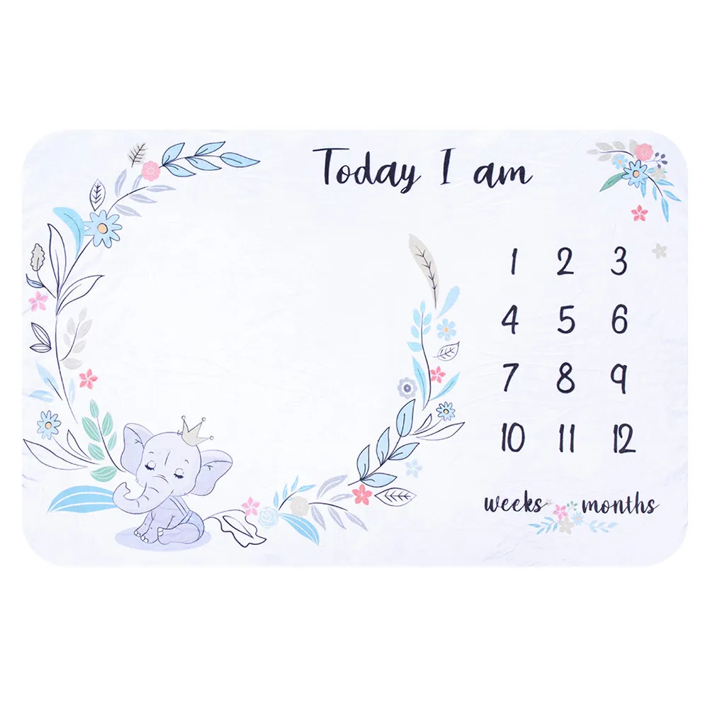 Baby Milestone Blanket Newborn Kids Unisex Photo Background Featuring 1 to 12 Numbers Weekly Monthly Photo Prop
