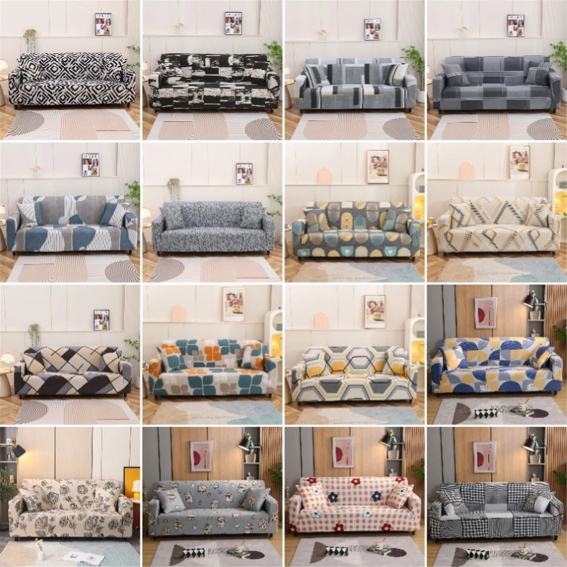 1pc Print Sofa Slipcover 1-4seat Stretch Couch Cover for Living Room Non Slip Couch Cover Pets Dogs Friendly Furniture Protector