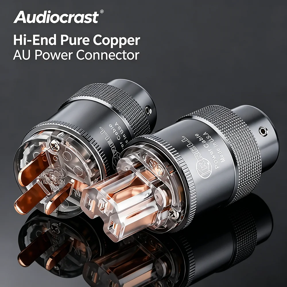 Hi-End Pure Copper IEC Power Connector Audiophile Grade AC Mains Plug for DIY HiFi Audio Power Cord