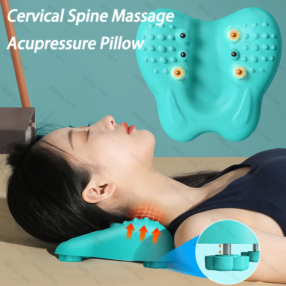 Neck Shoulder Stretcher Relaxer Cervical Chiropractic Traction Device Massage Pillow for Pain Relief Cervical Spine Alignment