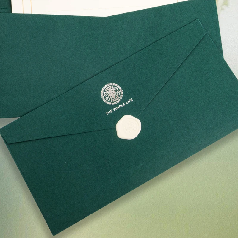 Sobre 50 Uds. Papel Kraft verde de alta calidad 225x115mm papelería de negocios postal caja de regalo sobre de embalaje invitación de boda