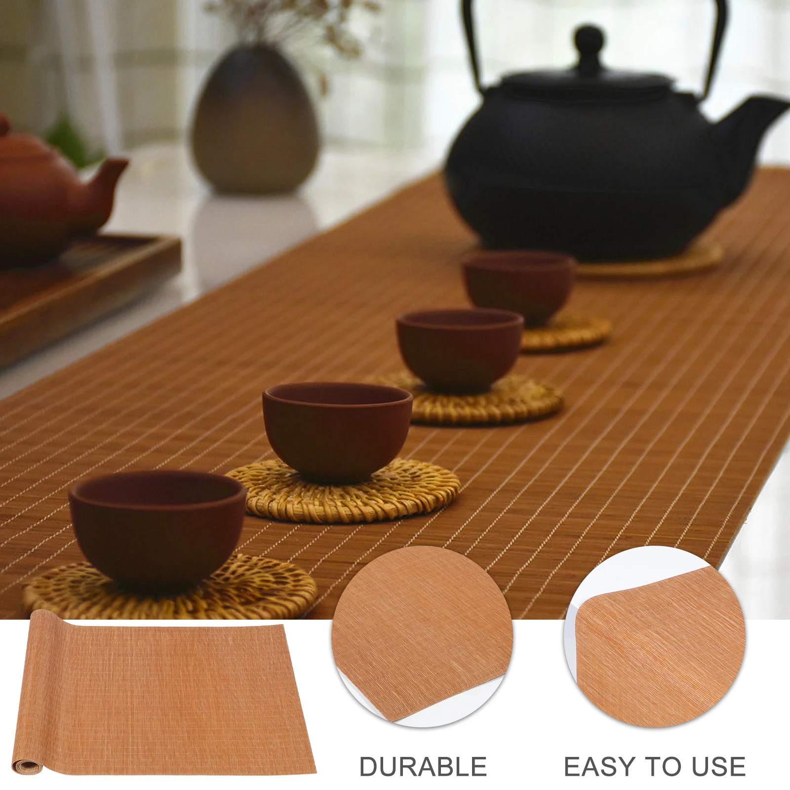 

Bamboo Table Runner For Tea House Handmade Mat Premium Material Sturdy Easy Clean Decorative Tea Mat For Home Hotel