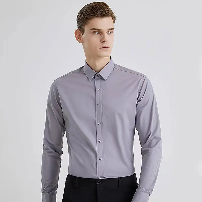 Men\'s dress shirt long sleeve spring summer business casual wear thin breathable high-quality slim-fit work clothes