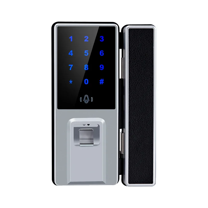 Office glass door fingerprint password lock double door free opening and wiring free intelligent lock access control system