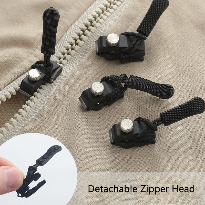 10Pcs Universal Home Zipper Repair Kit Detachable Zipper Head Replacement Zipper Slider Pull Durable Instant Zipper Puller